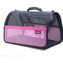Tr Flybag Voyager Fileli Model Kedi Köpek Taşıma Çantası, 46X30X27 Cm, Pembe-Siyah
