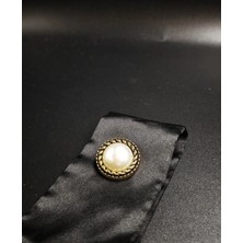 Antik Gold Çerçeveli Inci Detaylı Düğme 6 Adet 25 mm 40 Boy