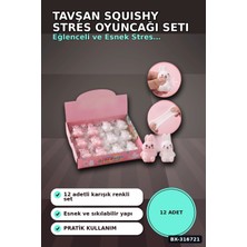 Midas Toptan Tavşan Squishy Stres Oyuncağı 11X7 cm - 12 Adet Esnek Sıkılabilir Figür Seti BX-316721 Midas