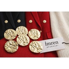 Gold Buruşuk Daire Tasarım Düğme 40 Boy Düğme Kaban Trençkot Ceket Düğmesi - 6lı Paket