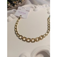 Xuping Jewelry 14K Altın Kaplama Zirkon Taş Detaylı Halka Zincir Kadın Bileklik 18-20 cm