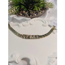 Euro Aksesuar Xuping Jewelry 14K Altın Kaplama Zirkon Taşlı Geometrik Baget Kadın Bileklik (20 Cm)