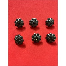 6'lı Tasarım Düğme 1,5 Cm. Siyah Kaplama Siyah Taşlı Düğme (BD40)