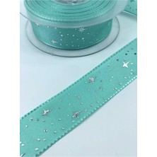 Su Yeşili Yıldız Desenli Tafta Kurdele 1 mt En 2,5 cm – Kurdele – Kurdele