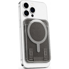 Simli Magsafe Uyumlu Manyetik Kartlık Cüzdan, 2 Kart Kapasiteli Telefon Kartlığı, Güçlü Mıknatıslı Ince Kart Tutucu Füme