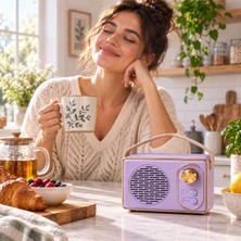 Retro Tasarımlı Kablosuz Bluetooth Hoparlör – Usb, Type-C, Tf Kart ve Aux Girişli Taşınabilir Speaker