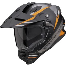 Scorpion ADF-9000 Air Feat Kapalı Motosiklet Kaskı Mat Siyah  Gümüş  Oranj