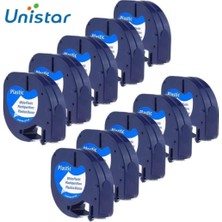 Letratag Dymo ile Uyumlu Bant Için 10 Adet 12MM 91201 Dymo Etiket Yazıcısı ile Uyumlu Plastik Etiket Bant