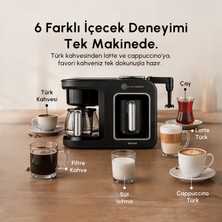 Karaca Hatır Plus Barista 6 In 1 Latte Cappucino ve Közde Türk Kahvesi Makinesi Black Silver