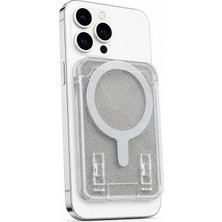 Simli Magsafe Uyumlu Manyetik Kartlık Cüzdan, 2 Kart Kapasiteli Telefon Kartlığı, Güçlü Mıknatıslı Ince Kart Tutucu Şeffaf