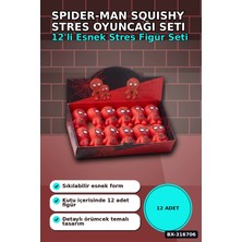 Sepetopia Spider-Man Squishy Stres Oyuncağı 12 Adet Stand Kutu Figür Seti BX-316706