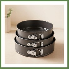 Bezos 3'lü Yuvarlak Metal Kelepçeli Kek Kalıp Seti 24-26-28 cm HB006