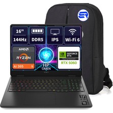 Hp Omen 16 C12CPEAEP3 Ryzen Aı9 365 RTX5060 8gb 16GBRAM 2tbssd 16'' Wuxga 144Hz Windows 11 Pro + Elektropasaj Çanta