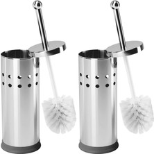 Krom Paslanmaz Çelik Modern Tuvalet Fırçası ve Tutucu Seti (2'li Paket) - Modern Klozet Fırçası Tutacağı - Temizleyici Tuvalet Fırçaları Banyo Aksesuarları - Caddy ile Banyo Kasesi Temizleyici Fırça