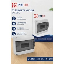 Predo Sigorta Kutusu 6'lı Sıva Üstü Füme Kapaklı Otomat Panosu