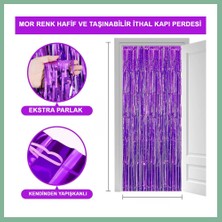 Bşk Virgo Mor Renk Ekstra Metalize Parlak Saçaklı Arka Fon Perde Ithal A Kalite 1x2 Metre BSK2026