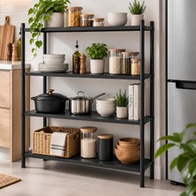 4 Raflı Çok Amaçlı Tekerlekli Metal Depolama Organizer Rafı