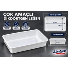 Abnturk 39X28X8CM Cnky Serisi Beyaz Plastik Peynir Leğeni Orta Boy Peynir Küveti Çok Amaçlı Derin Tepsi