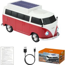 Minibüs Tasarımlı Bluetooth Speaker, Sd Kart, Usb, Fm Radyo, Şarjlı Taşınabilir Kablosuz Hoparlör, Kırmızı