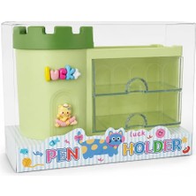 Kawaii Kale Tasarımlı Masaüstü Organizer Kalemlik | Çekmeceli Kalemlik Düzenleyici | Pastel Desk Organizer
