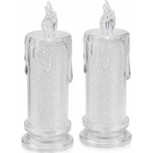 LED Alevsiz Mum Seti, 11 cm Yükseklik, 4.7 cm Çap, 2'li Pilli Sütun Tasarım, Ortam Aydınlatma