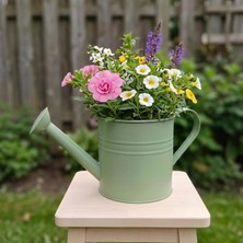Laura 5 Litre Metal Çiçek Bahçe Sulama Kabı - Modern Dekoratif Çok Amaçlı Sulak (Mint Yeşili)