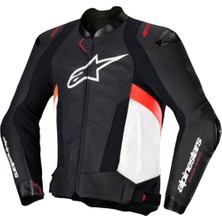 Alpinestars Missile V3 Deri Korumalı Motosiklet Montu Siyah  Beyaz  Kırmızı
