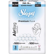 Sleepy Bio Natural Premium Plus Airbag Comfort Bebek Bezi 3 Beden 56 Adet