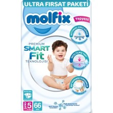 Molfix Premium Bebek Bezi Ultra Fırsat Paketi 5 Beden 11-18 kg 66 Adet