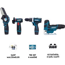 Dörtlü Set Mky (Mini Testere+ Avuç Taşlama+Akülü Vidalama+Dekupaj)