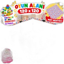 Çok Renkli Bebek ve Çocuk Oyun Parkı 120X120 cm – Oyun Matı ve 56 Parça Yapboz Blok Hediyeli