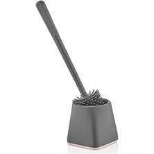 Gri Akrilik Tuvalet Fırçası Silindir Standlı 34CM Kolay Temizlik - 3371