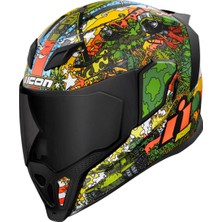 Icon Airflite GP23 Kapalı Motosiklet Kaskı Siyah  Yeşil  Turuncu