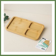 Bezos 3 Bölmeli Dikdörtgen Bambu Servis Tepsisi 24.8X13.8X1.4 cm HB006