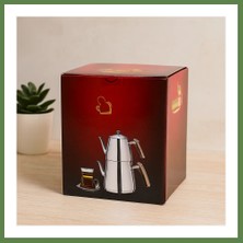 Bezos Mini Çelik Çaydanlık Seti (0.9l + 1.5l) Kendinden Süzgeçli HB006