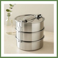 Bezos 3 Katlı Çelik Sefer Tası 16 cm - Yemek Taşıma Kabı HB006