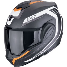 Scorpion Exo-Tech Evo Carbon Cosy Çene Açılabilir Motosiklet Kaskı Mat Siyah  Oranj