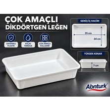 Abnturk 35X24X7CM Cnky Serisi Beyaz Plastik Peynir Leğeni Orta Boy Peynir Küveti Çok Amaçlı Derin Tepsi