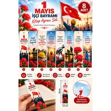Kırtasiye Turuncu 1 Mayıs Işçi Bayramı Kitap Ayracı Seti 8 Adet – Emek ve Dayanışma Temalı, Türk Bayraklı, 270 gr Parlak Kalın Kuşe Kağıt