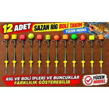 12 Adet Karışık Sazan Rig ve Boli Takımı – Yüzen Model, Büyük Sazan Iğneli Hazır Olta Takımı
