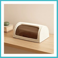 Defne Store Sürgülü Kapak Ekmek Dolabı 420X274X180 mm Beyaz Dfnbez