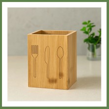 Bezos Ahşap Bambu Kaşıklık Organizer 9x9 cm HB006