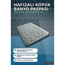 Eldenör Hafızalı Köpük Banyo Paspası Gri Kaydırmaz Tabanlı Emici Ayak Paspas 1 Adet BX-316949