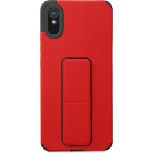 Raftan Topla Redmi 9A Kılıf Mega Standlı Silikon - Kırmızı