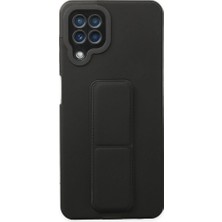 Raftan Topla Samsung Galaxy A22 Kılıf Mega Standlı Silikon - Siyah