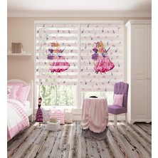 Peraper Perde Prenses Baskılı Pliseli Lüks Zebra Stor (180X200)