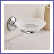 Nida Banyo Katı Sabunluk - Plastik, Krom Metal Tutacaklı Nıda