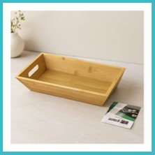 Defne Store Bambu Dikdörtgen Sunum Tepsisi 16X30X4.5 cm (Çift Kulplu) Dfnbez