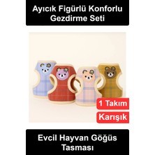 Wonara #keditasması Ayıcık Figürlü Ekose Desenli Göğüs Gezdirme Tasması Seti Kayışlı Küçük Irk Köpek Evcil Hayvan Yelek Harness Ayarlanabilir Karışık Renk Nefes Alabilen Kumaşlı Metal Halkalı Yürüyüş Takımı