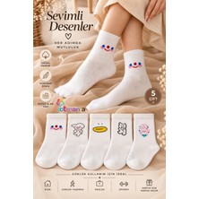 Footmania Kadın Sevimli Desenler 5 Çift Kolej Çorap Seti